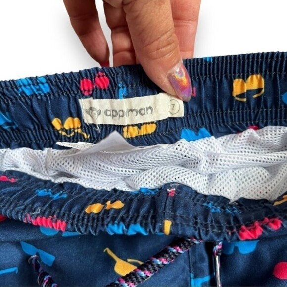 Appaman Boys Midlength Size 7 Shades Swim Trunks Blue Sunglasses Summer - Picture 2 of 3
